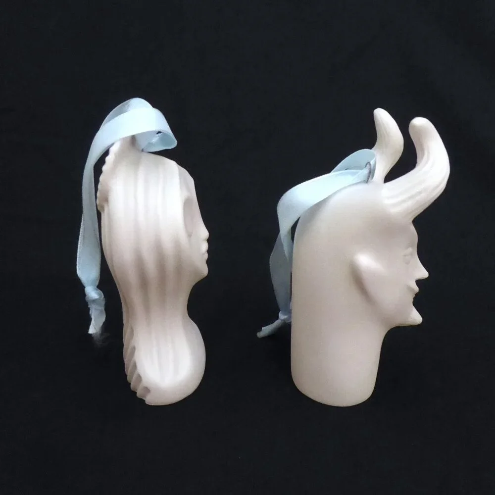 NEW JONATHAN ADLER NAUGHTY & NICE ANGEL DEVIL PORCELAIN ORNAMENT SET